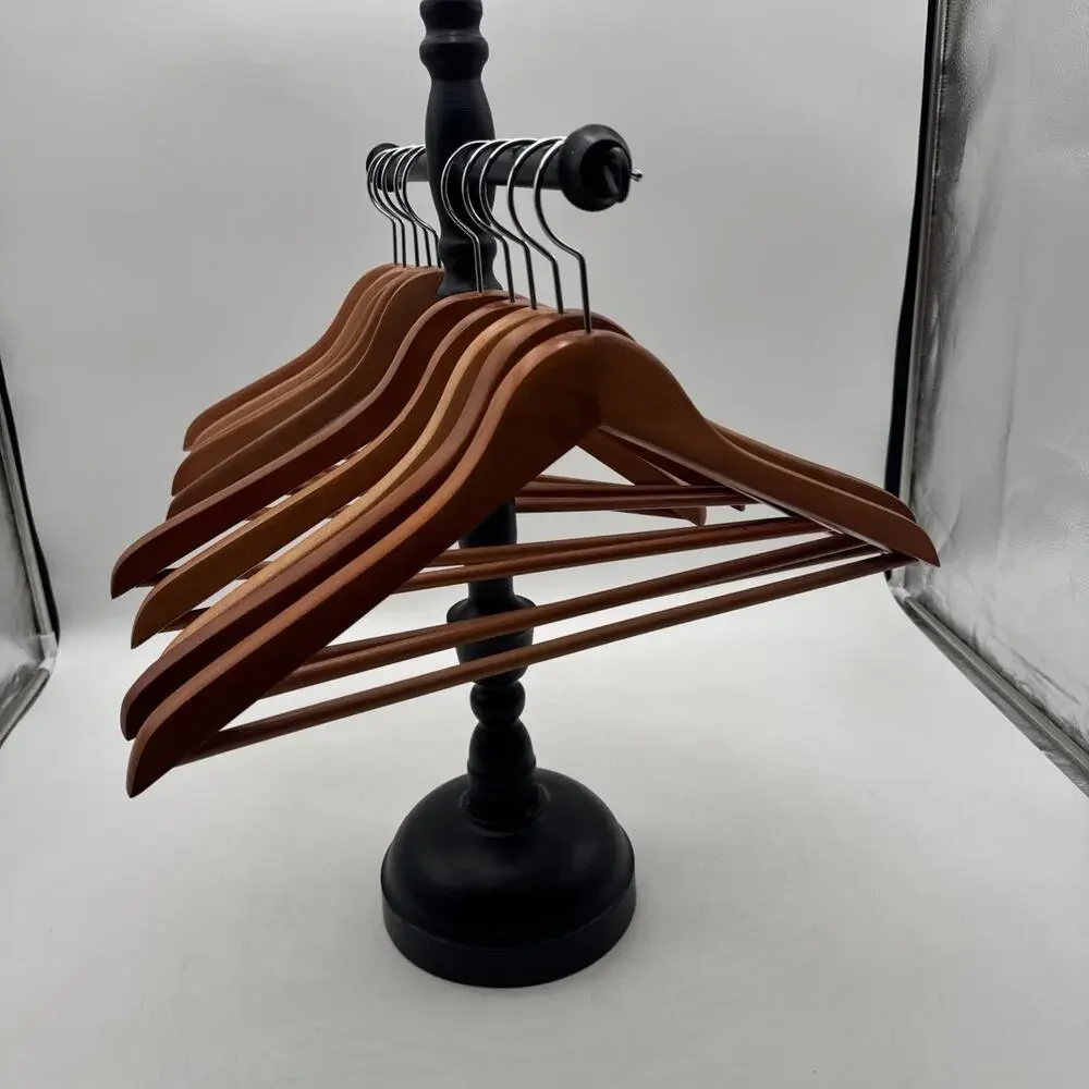 Lot Of 10 Beautiful Wood Hangers For Pants And Or Suits
